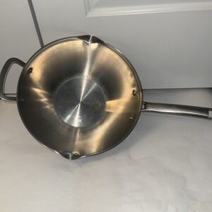 Calphalon Stainless Steel‎ 12" Wok 155 Flat Bottom Cooking Pan 2 Handle